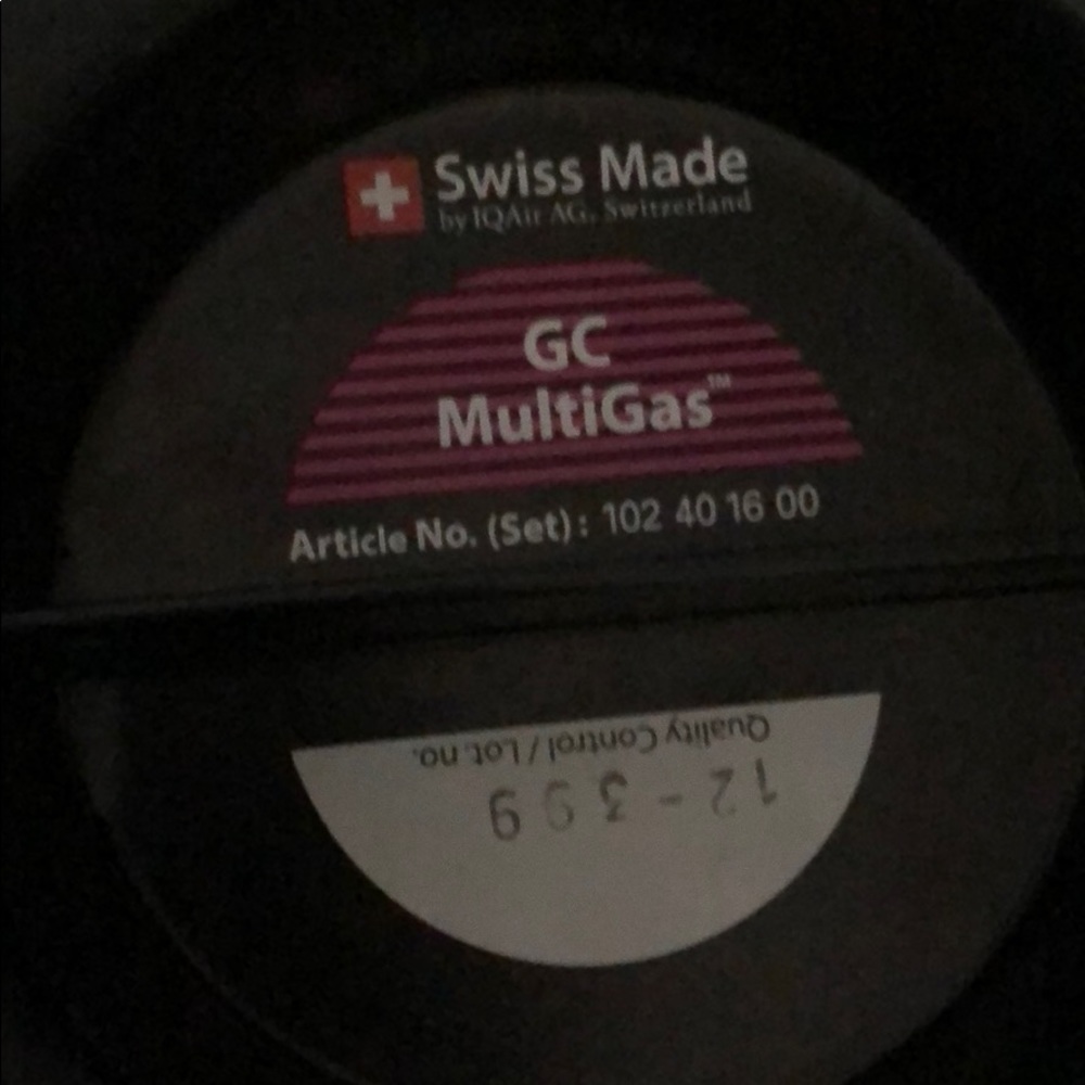 Swiss made GC multigas Hepa air filter